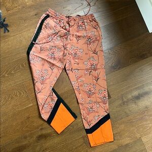 Scotch & Soda: Floral Patterned Pants with Orange Accents
